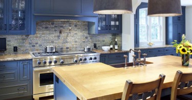 Дизайн интерьера кухни в синей гамме