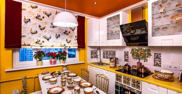 Яркий дизайн жёлтой кухни от Вероники Андриховой