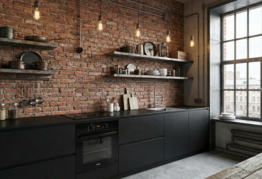 Кухня без верхних шкафов в интерьере