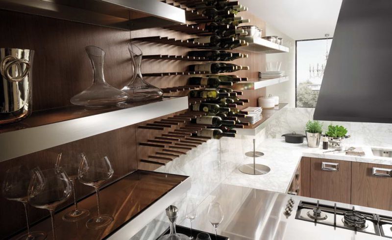 Уникальный дизайн системы хранения для вина и бокалов