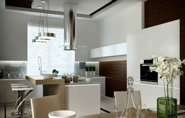 Роскошный дизайн интерьера белой кухни