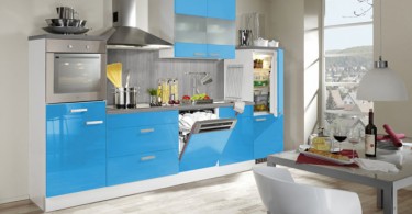 Великолепный дизайн интерьера кухни в голубых тонах