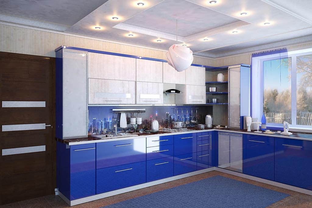 Сине-белая кухня