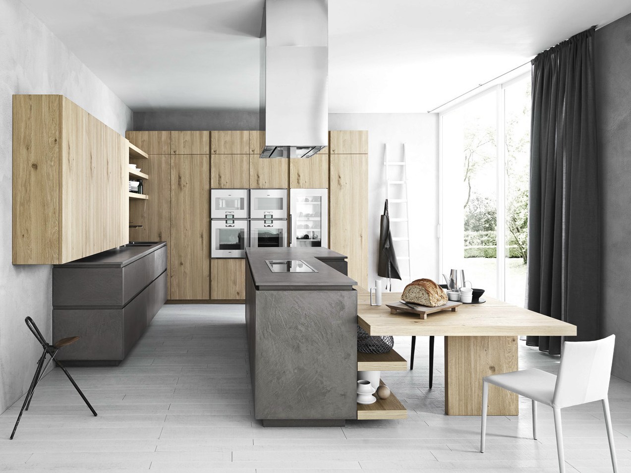 Деревянные кухни в стиле модерн в интерьере современной квартиры