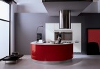 Креативный дизайн кухни Timo Plus от Biefbi в красном цвете