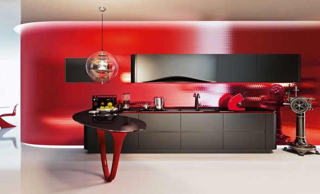 Необычный дизайн кухни Ola 25 Ferrari от Snaidero