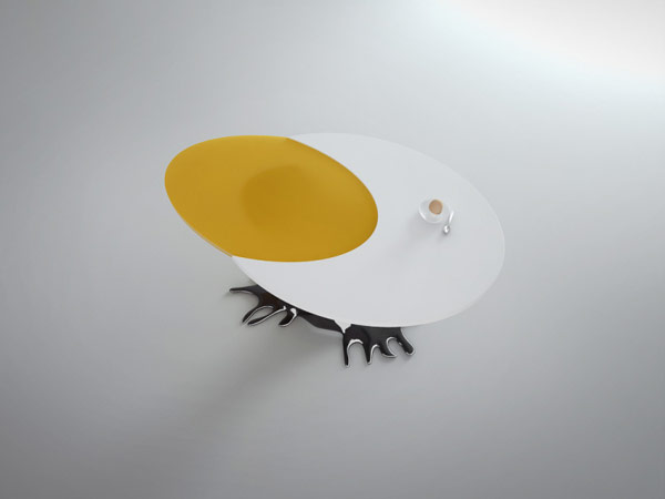 Сверху стол Egg похож на птенца