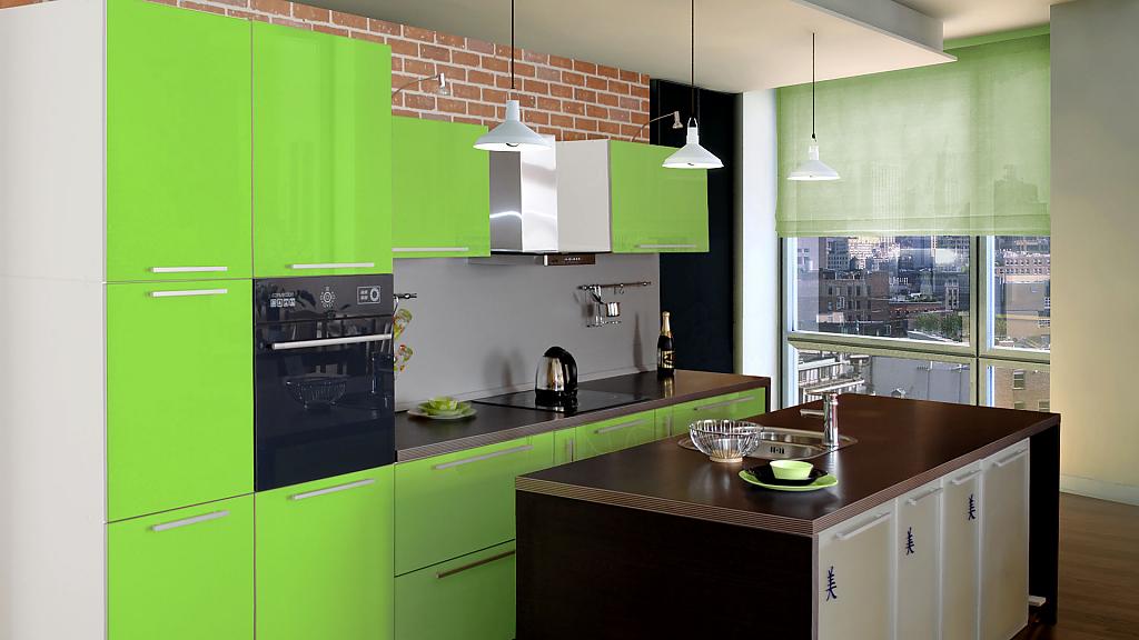 Впечатляющий дизайн интерьера кухни в зелёной гамме