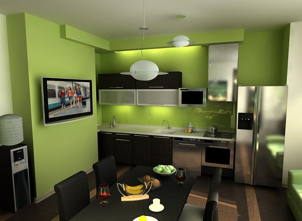 Впечатляющий дизайн интерьера кухни в зелёной гамме