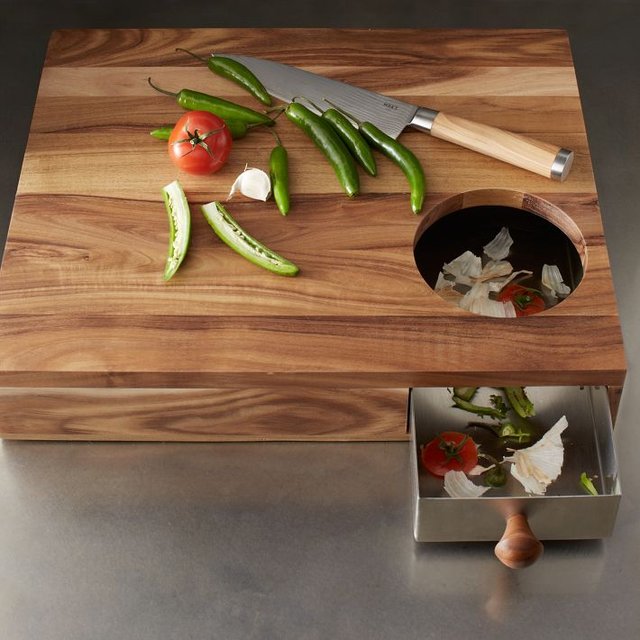 Оригинальный дизайн кухонной разделочной доски из натурального дерева с ящиком для отходов