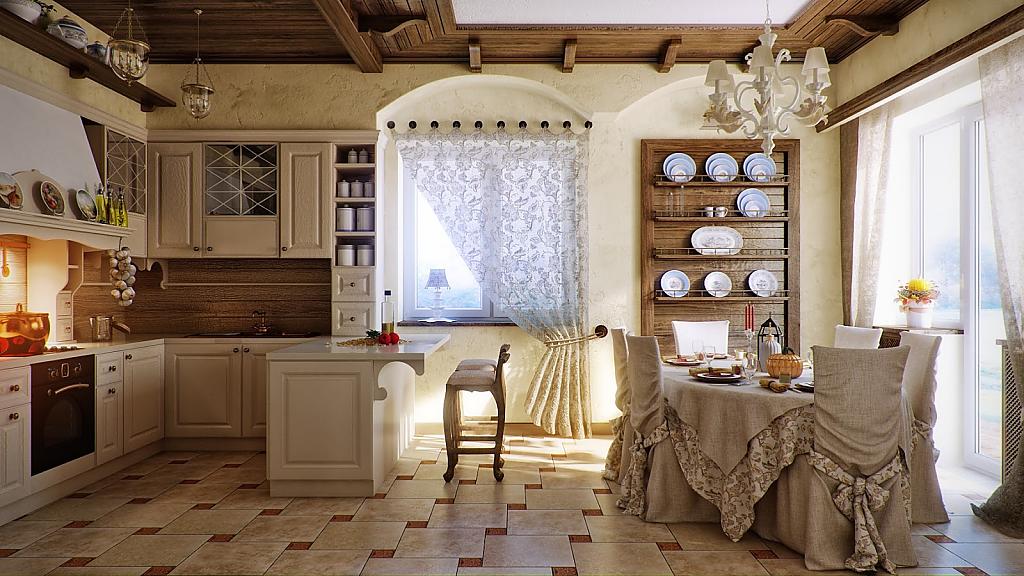 Очаровательный дизайн интерьера кухни в стиле прованс