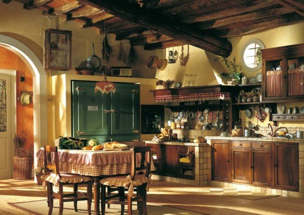 Уютный дизайн интерьера кухни в стиле кантри
