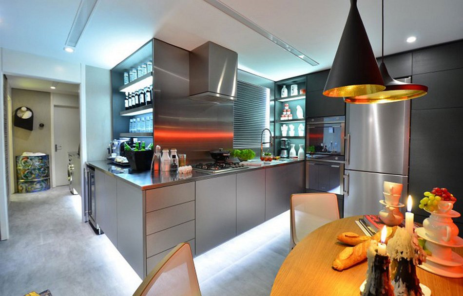 Стильный дизайн ультрасовременной кухни с элементами граффити