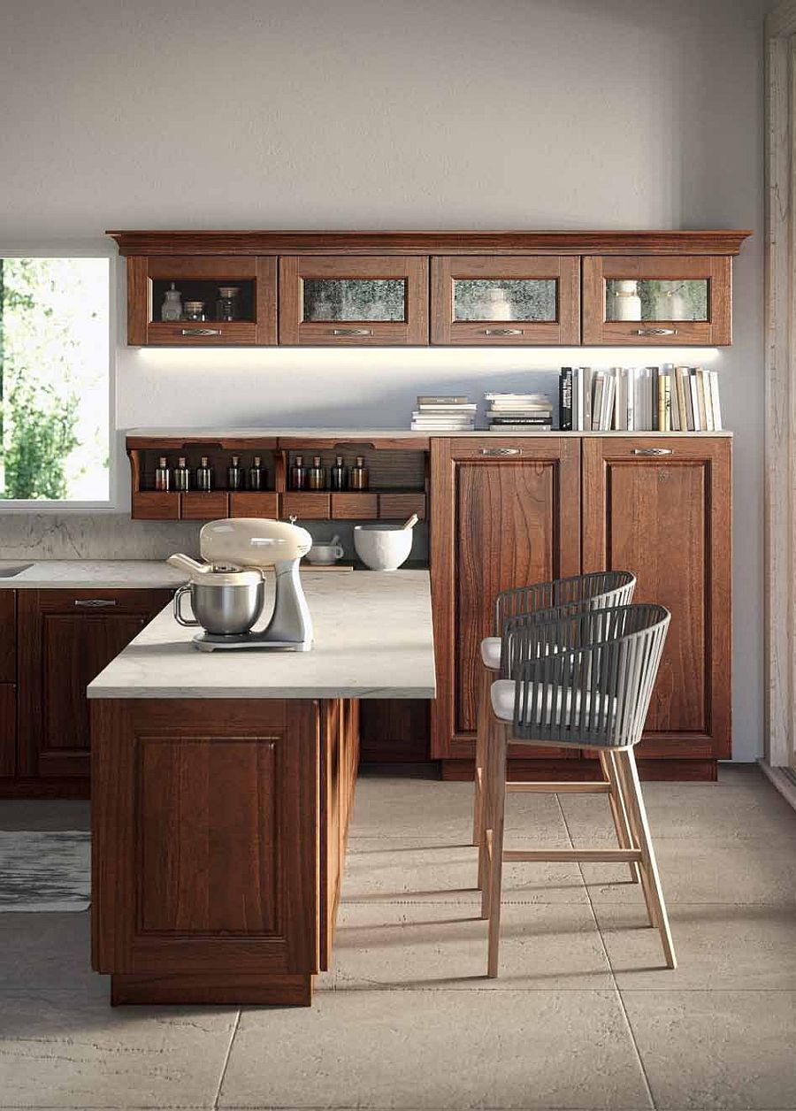 Оригинальный дизайн стульев в интерьере кухни в стиле винтаж