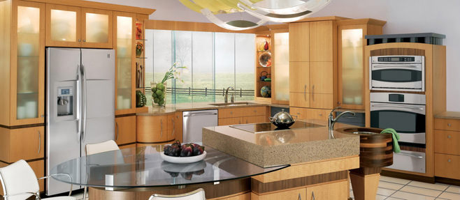 Столешница из комбинированных материалов в интерьере кухни