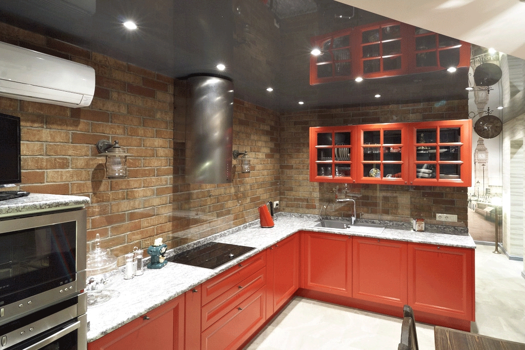 Натяжной потолок на кухне (+ фото): лучшие варианты дизайна глянцевых или матовых потолков.