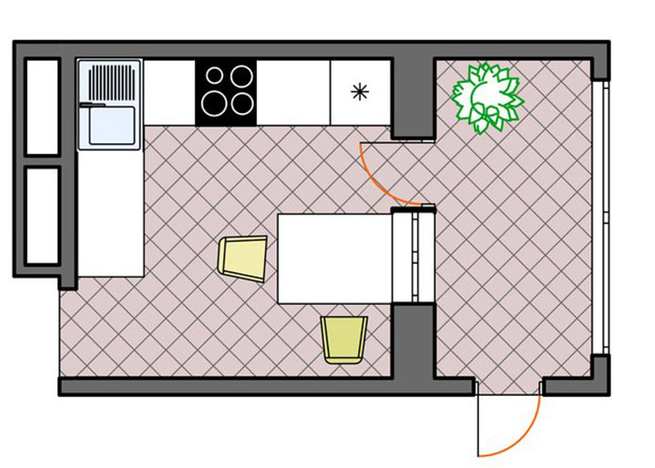 Схематичное изображение планировки кухни