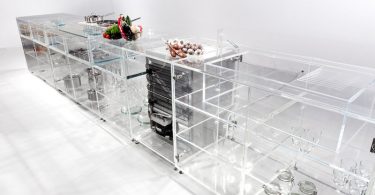 Прозрачные шкафы для кухни из стекла