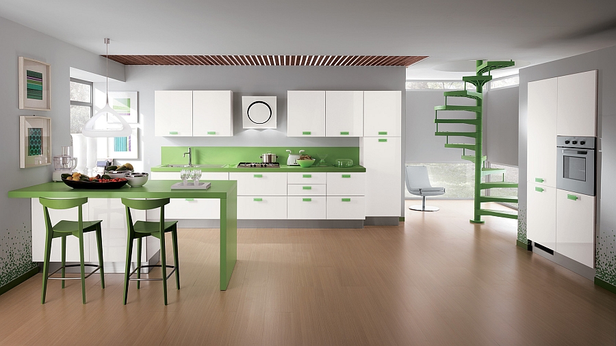 Роскошный дизайн белой кухни Sax от Scavolini в минималистском стиле
