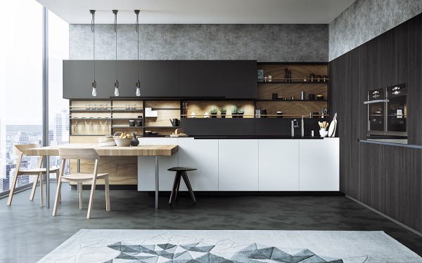 Замечательные фото дизайн черно белых кухонь