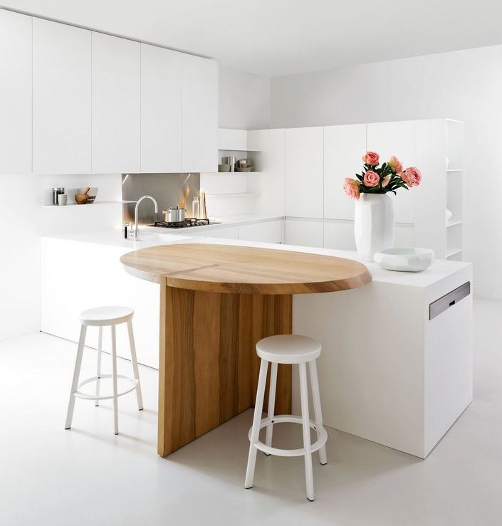 Оригинальный дизайн стола кухни Slim total white от Elmar