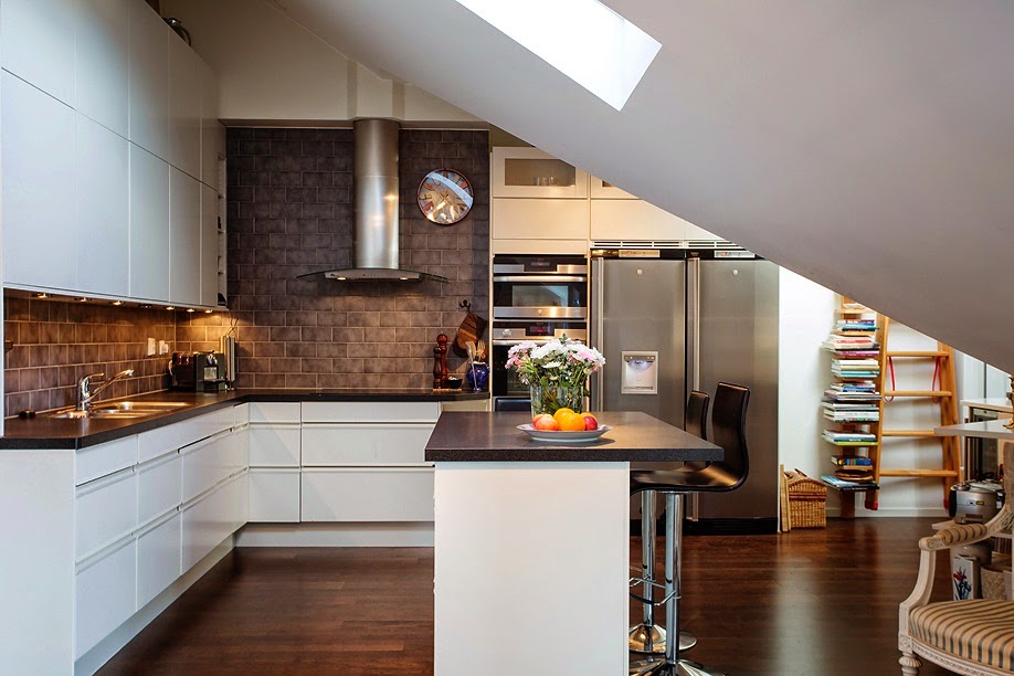 Лофт-дизайн белой кухни в скандинавском стиле